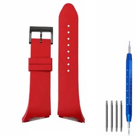 Kevisae Hamilton Men's H24655331 Ventura Black/Red Rubber Silicone Watch Band - Hamilton H24655331 Rubber Watch Band Strap