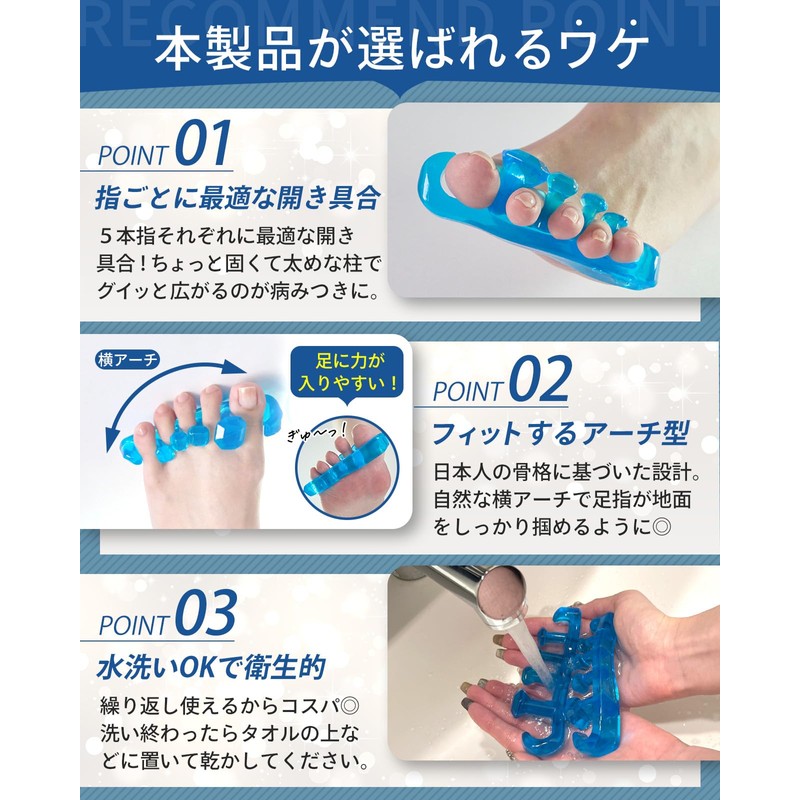【フットサロン監修】足指クリスタル《左右兼用２個セット》足指セパレーター 足指 広げる 足の指を広げるグッズ 足指をまもる 足指サポーター 足指ストレッチ フットケア 寝指 浮き指