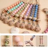 2Pcs Wood Silicone Pacifier Clip Baby Pacifier Holder Binky Clips