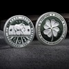 Lucky Coin with Good Luck Four Leaf Clover and Elephant