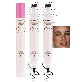 Erinde Lápiz Delineador de Ojos Para Pecas, Lápiz Para Ojos y Pecas 2 en 1, Resistente al Agua y de Larga Duración, Para Crear Fácilmente un Efecto Natural y Realista de Pecas,#01+#03