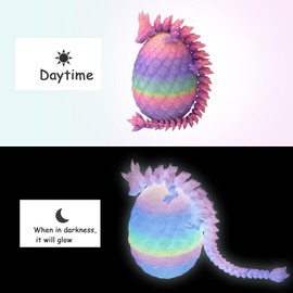 JASSBOOY 5PCS Mini 3D Printed Dragon Egg with Dragon Inside with Luminous Rainbow Colors Set Mystery Articulated Crystal Dragon Egg Home Office Decor Executive Desk Toys
