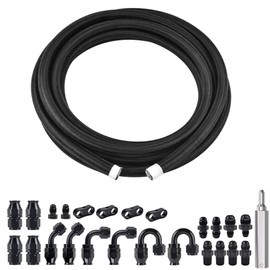 EVIL ENERGY 6AN PTFE Fuel Line Kit 16FT, AN6 E85 Braided PTFE Fuel Line Kit Black Nylon 6AN Hose