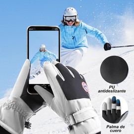 Guantes de esquí para Mujer, Guantes de Nieve Impermeables con visualización táctil, Guantes de Snowboard para Hombre y Mujer, Guantes de Nieve cálidos para Clima frío