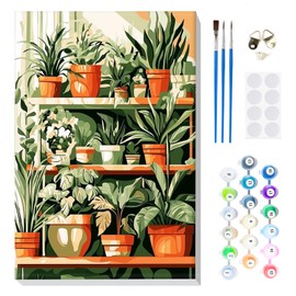 MOGTAA Paint by Numbers for Adults Beginner with Frame, Green Paint by Numbers for Adults, Kids' Painting by Numbers, DIY Oil Painting Kits Landscape Art Crafts for Home Decor, 8x12in