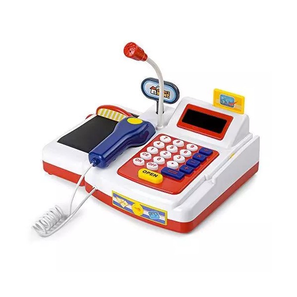 ZOVI Cash Register Playset Toy for Kids with Scanner Real