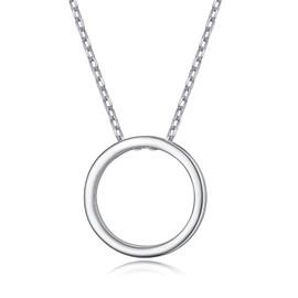 DAOCHONG 925 Sterling Silver Geometric Jewelry Minimalist Circle Pendant Necklace for Women Valentine's Day Gifts
