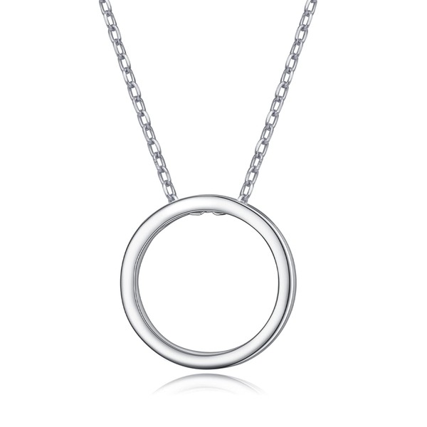 DAOCHONG 925 Sterling Silver Geometric Jewelry Minimalist Circle Pendant Necklace