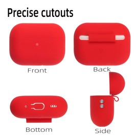 Ultra Thin Silicone Cover Airpods Pro 2 Case Silicone Case for Airpods Pro 2 Released 2022 Front LED Visible Case Cover with Lanyard (Wine red)