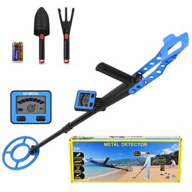 paeudomrf Metal Detector for Adult Kids 14 Years Old, Waterproof Kids Metal Detector with LCD Display, Adjustable 22.5''-43.3'' Stem Buzzer with 6.5 inches Search Coil for Gold Metals Exploring Beach
