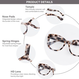 ZESAKER Oversized Reading Glasses for Women Men Trendy Large Frame Blue Light Blocking Readers with Spring Hinges Stylish Computer Readers Glasses Eyewear (Beige Tortoise,2.5)