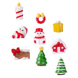 Kisangel 9Pcs Miniature Christmas Figurines Santa Snowman Decorations for Holiday Micro Landscape for Home Decor Giving