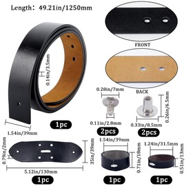 GORGECRAFT 1.25m Cowhide Belt Strap Replacement 38mm Wide Genuine Leather Western Men's Waist Belt Strap Accessories without Buckle with Iron Screws for Casual Jeans Dress Black