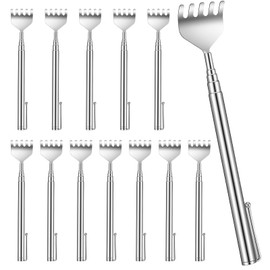 Lusofie 12 Pcs Stainless Steel Back Scratcher for Women with Pocket Clip, Extendable Back Scratcher, Christmas Stocking Stuffers, Prizes for Adults, Stocking Stuffers Metal Massage Tools