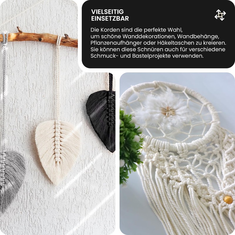 Netuno 1 x Macrame Yarn, Grey, 3 mm, 50 m,