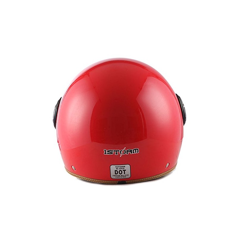1STORM Motorcycle Scooter Bike Open FACE/Half FACE Helmet Classic RED