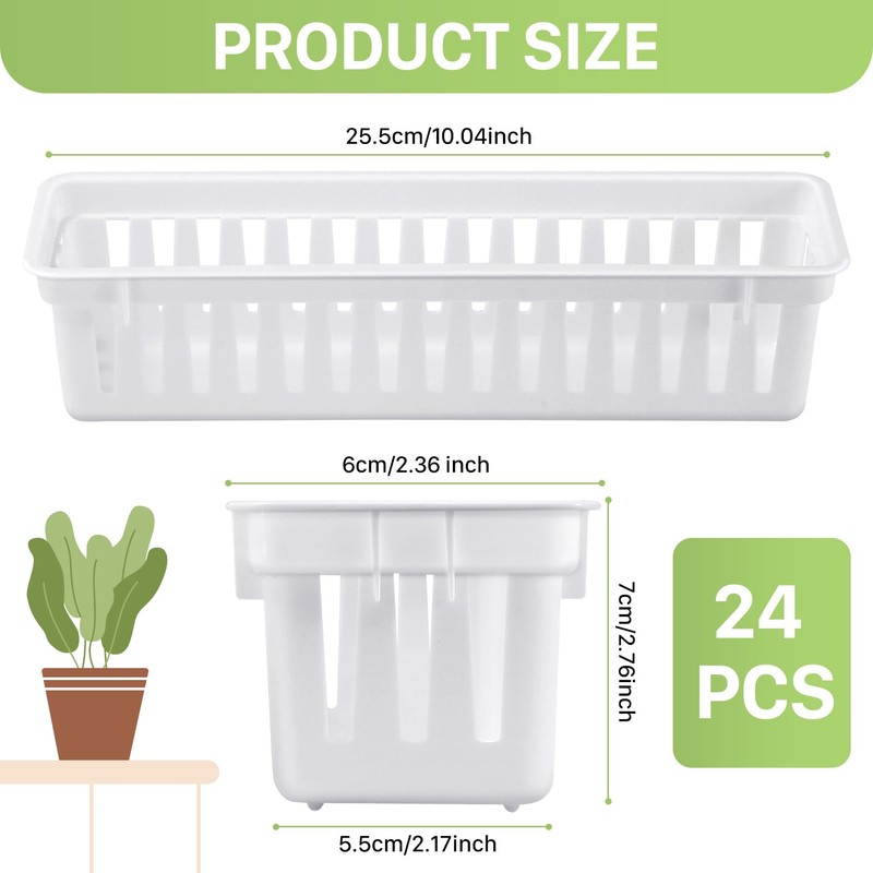 Dyrfolm 24 Pack Slim Plastic Storage Baskets Tray for Organizing,Classroom