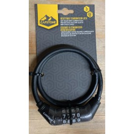 CAPSTONE BICYCLE CABLE LOCK RESETTABLE COMBINATION BIKE LOCK 2FT (650MM)