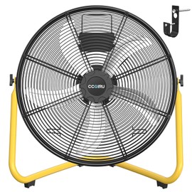 CCGIRU 20" High Velocity Floor Fan, 5500 CFM 3-Speed Industrial Shop Fan with Wall-Mounting System,Heavy Duty Metal Fan for Workshop, Garage and Warehouse - UL Safety Listed
