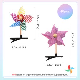 40 Pieces Windmill Hair Clips, VEINARDYL Colorful Glitter Pinwheel Hair Clips for Girls Hair Sequin Windmill Hair Clips for Rave Party