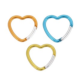 Daio Seisakusho Carabiner, Heart Shaped, 4 x 40H, Carabiner, Keychain, Aluminum, Camping, Fishing, Clear Pouch, 1.6 inches (4 cm), Set of 3, Blue, Yellow, Orange