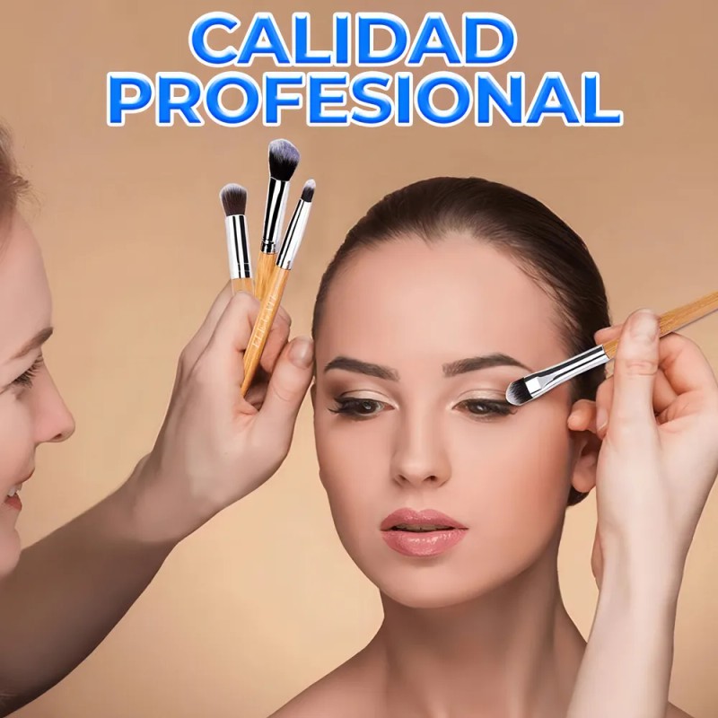 Set 11 Brochas Maquillaje Orgánicas Ecológicas Profesional Alta Calidad Color