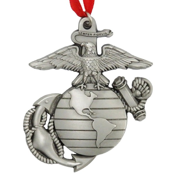 Indiana Metal Craft USMC EGA Sculpted Pewter Marine Ornament. Made in USA