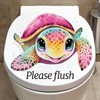 Christmas Pink Turtle Toilet Cover Sticker Decals,Spring Flower Leaf Butterfly