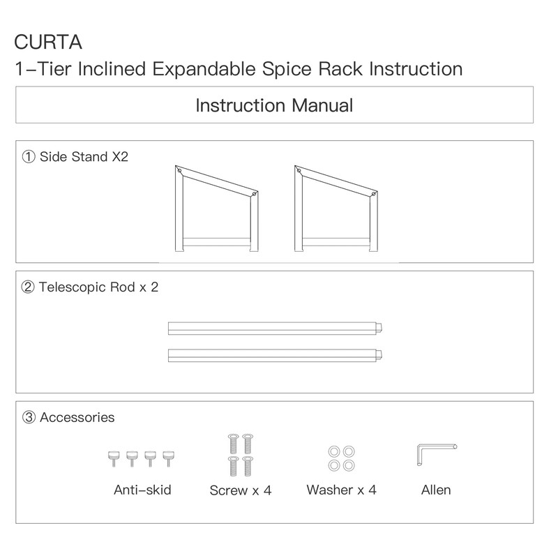 CURTA 1-Tier Inclined Organizer Shelf, 18-8 Stainless Steel, Hotel Pan