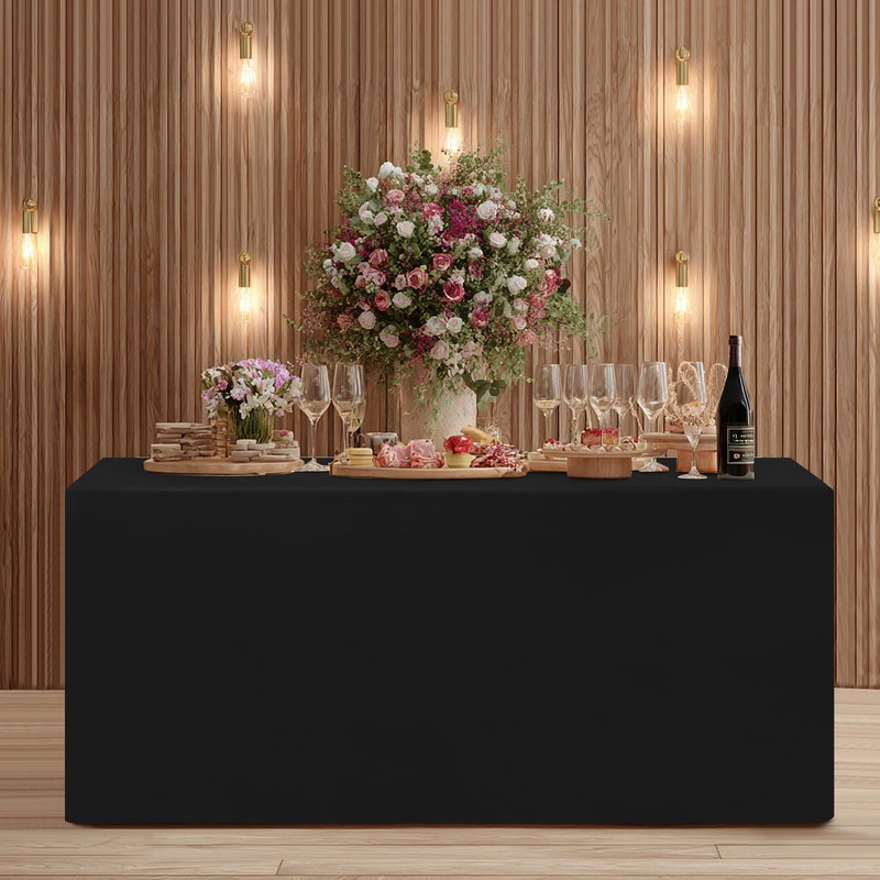 Hiasan Black Fitted Table Cloth 1 Pack, 72 x 30