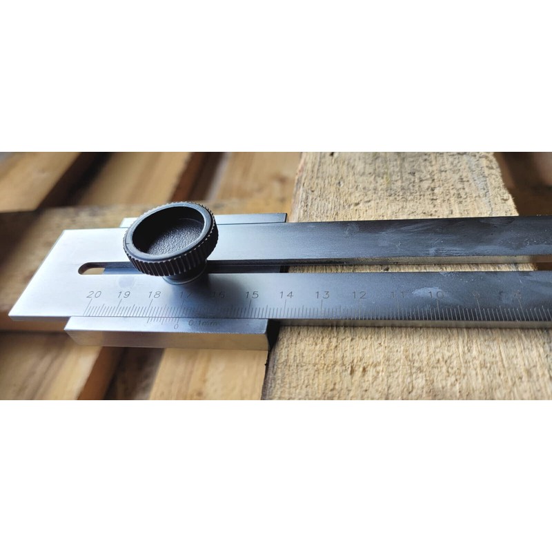 WRS Precision Marking Gauge, Matte Chrome-Plated, Lasered Scale, mm Graduation,