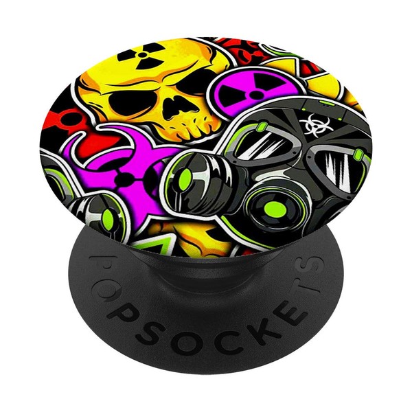 Cool Colorful Gas Mask with Skull Phone PopSockets PopGrip: Swappable