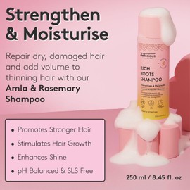 Delhicious Amla Oil & Rosemary Oil Shampoo for Hair Growth - Rich Roots Vegan, Shampoo for Thinning Hair, Damaged Hair - Nourishes Scalp, Adds Shine - Natural, Ayurveda, SLS Free - 250ml