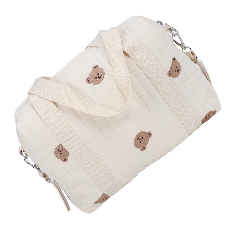 Multifunctional Baby Stroller Storage Bag Zipper Embroidery Reusable Handbag Nappy