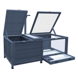 Tortoise Habitat Wooden Tortoise House, Indoor Turtle Enclosure Outdoor Reptile Cage with Removable Bottom,Openable Roof Activity Area and Removable Tray Lizard