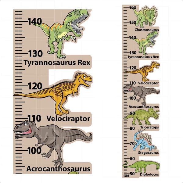 STICKERS MAGIC StickersMagic | Dinosaur Height Chart Wall Sticker, Kids Room Children Nursery Growth Measuring Ruler, 100% REMOVABLE Decal, Perfect Present Birthday Gift for 5 6 7 8 Year Old Boys