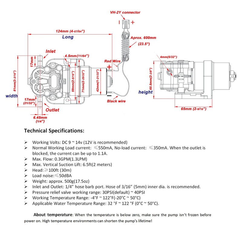 CrocSee DC 12V Self Priming Diaphragm Pump Fresh Water Pump
