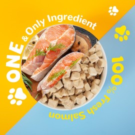 PAWUP Freeze Dried Salmon Dog Treats, Human Grade Raw Single Ingredient Food Topper, Healthy Training Treats for Dogs, Cats, 3.8 oz