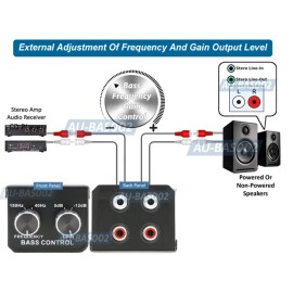 NA Premium Universal Bass Controller RCA Line In/Out Volume Adjuster for Subwoofer