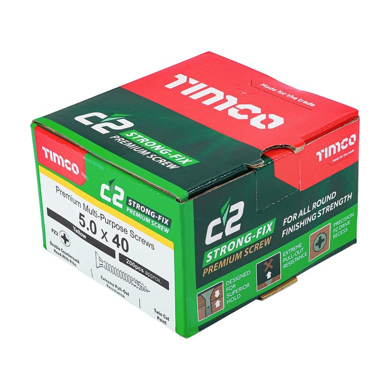 TIMCO C2 Strong-Fix Multi-Purpose Premium Countersunk Gold Woodscrews - 5.0