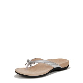 Vionic Women's Bella Flip-Flop, Aluminum Ribbed Metal, 5 Wide