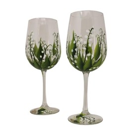 Hand Painted Wine Glasses - Lily of the Valley (Set of 2)