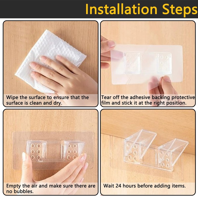12-Pack Heavy-Duty Adhesive Shelf Brackets, Large Size Double Row Brackets,