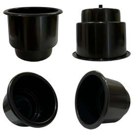 Boat Cup Holders for Drinks,Black 4pcs Recessed Drop in Plastic Cup Drink Can Holder with Drain for Boat Car Marine Rv (4)