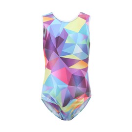 Girls Leotards for Gymnastics Ballet Dance Colorful Geometric Metallic Tank Leotards Unitards Bodysuit Dancewear Outfit Size 10