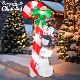 Taman 8.6 FT Christmas Inflatable Decorations Candy Canes, Large Candy Canes,Snowman and Penguins Built-in Bright LED Light Blow Up for Yard, Garden,Lawn Outdoor Holiday Yard Decorations