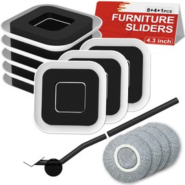 NIUXX Furniture Sliders for Heavy Furniture Transport, 8 Chair Glides, 4 Cotton Covers and 1 Crowbar to Protect Hardwood Floors and Carpets, Sliding Pads with Grooves for Sofa Bed Desk