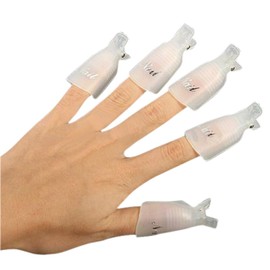 Polytree 10pcs Plastic Nail Art Polish Soak Off Remover Wrap Cleaner Clip Cap (White)