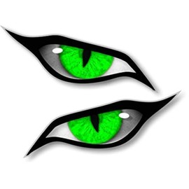 sticker licker Pair of Evil Eyes with Green Iris, Vinyl Sticker for Drone, Motorcycle, Helmet, Car, 70 x 30 mm Each