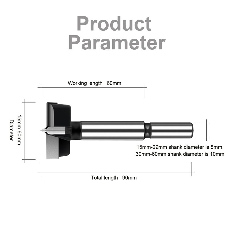 45mm Forstner Bit,Black Woodworking Hole Saw Flat Wing Hinge Counterbore
